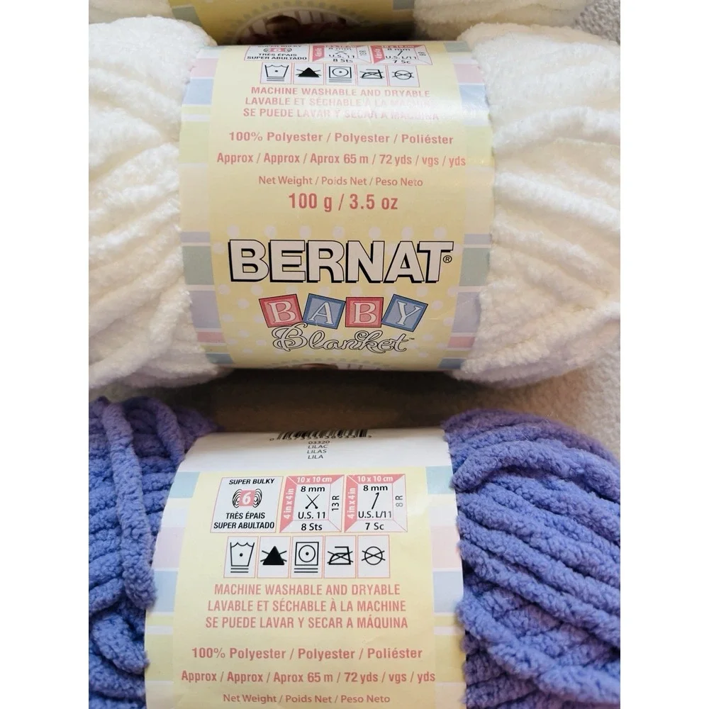 Bernat Baby Blanket Lot Of 4 New # 6 Bulky Wt Machine Wash Knit Crochet Crafts